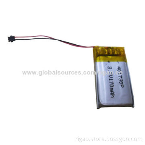 Electronic device 3.7V/170mAh RIG401730P model Lithium polymer battery